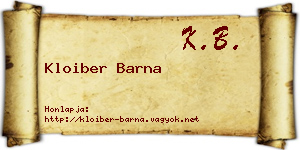 Kloiber Barna névjegykártya